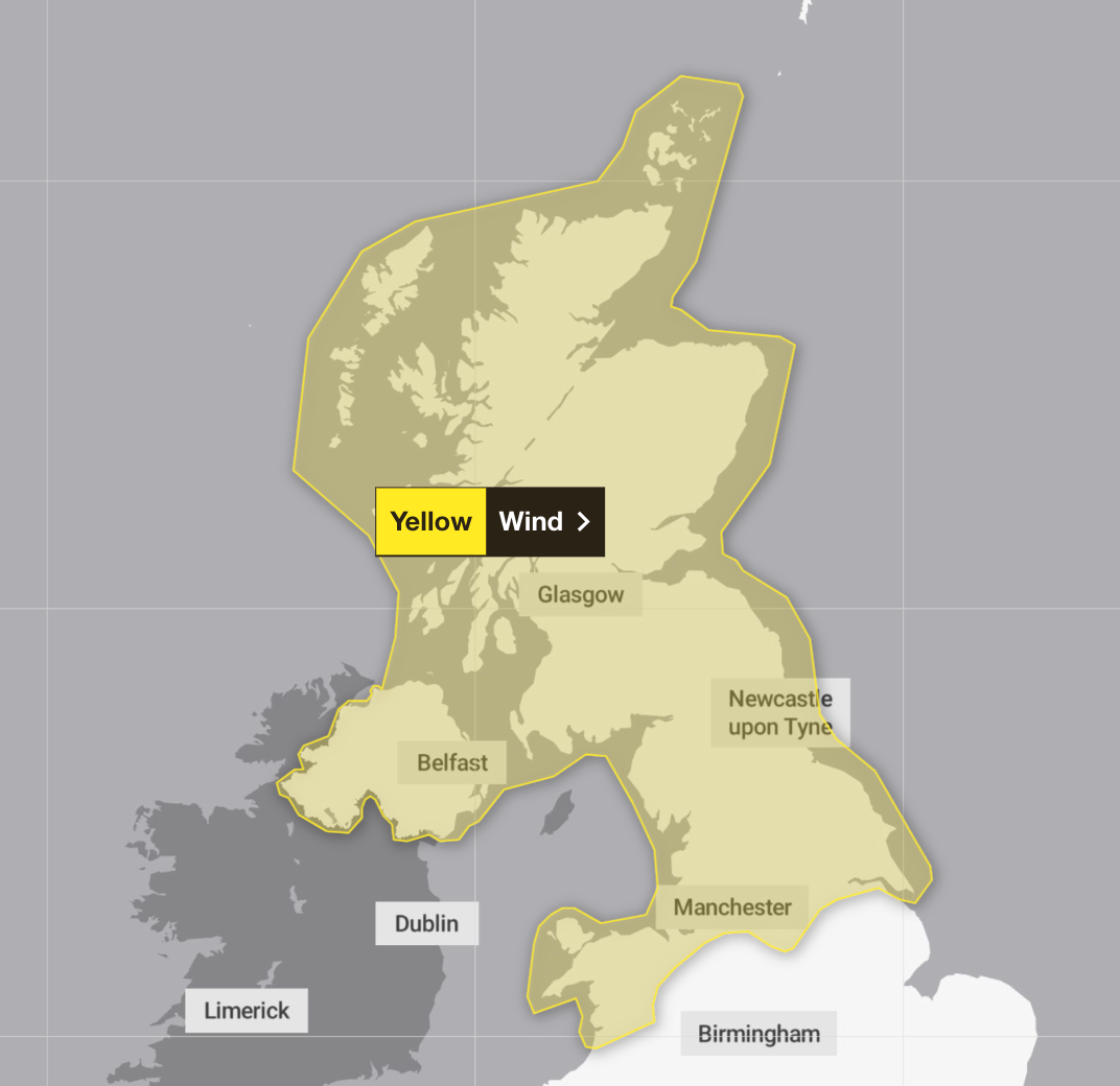 A final warning for wind will remain in force from 4pm on Tuesday until midday on Wednesday