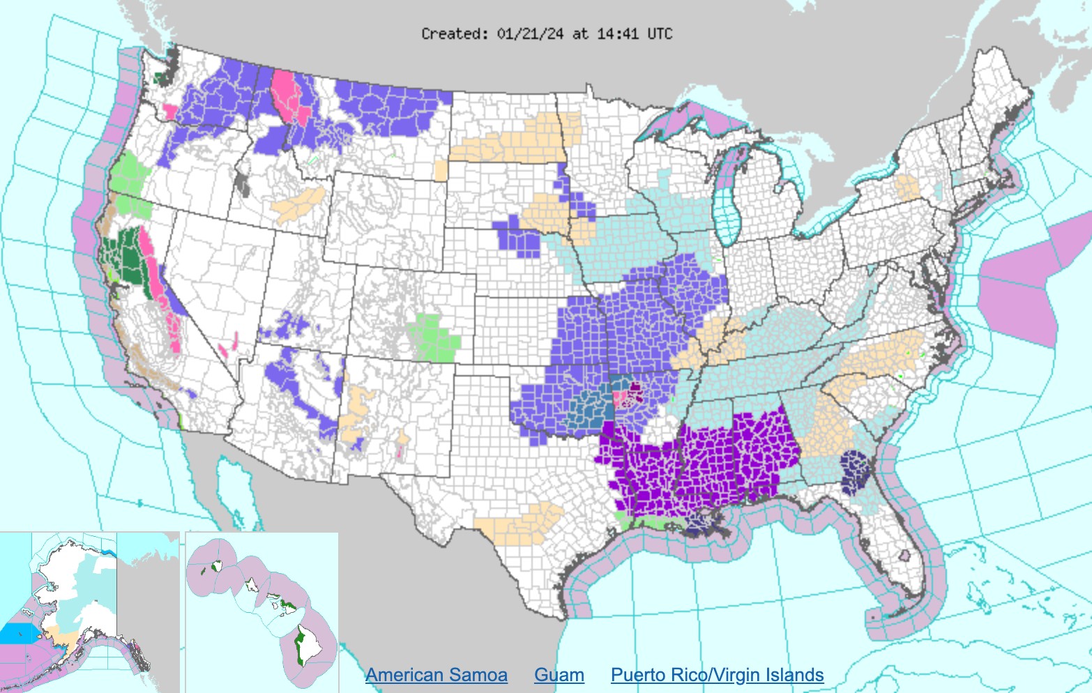 Wind chill and hard freeze warnings are in effect throughout the South