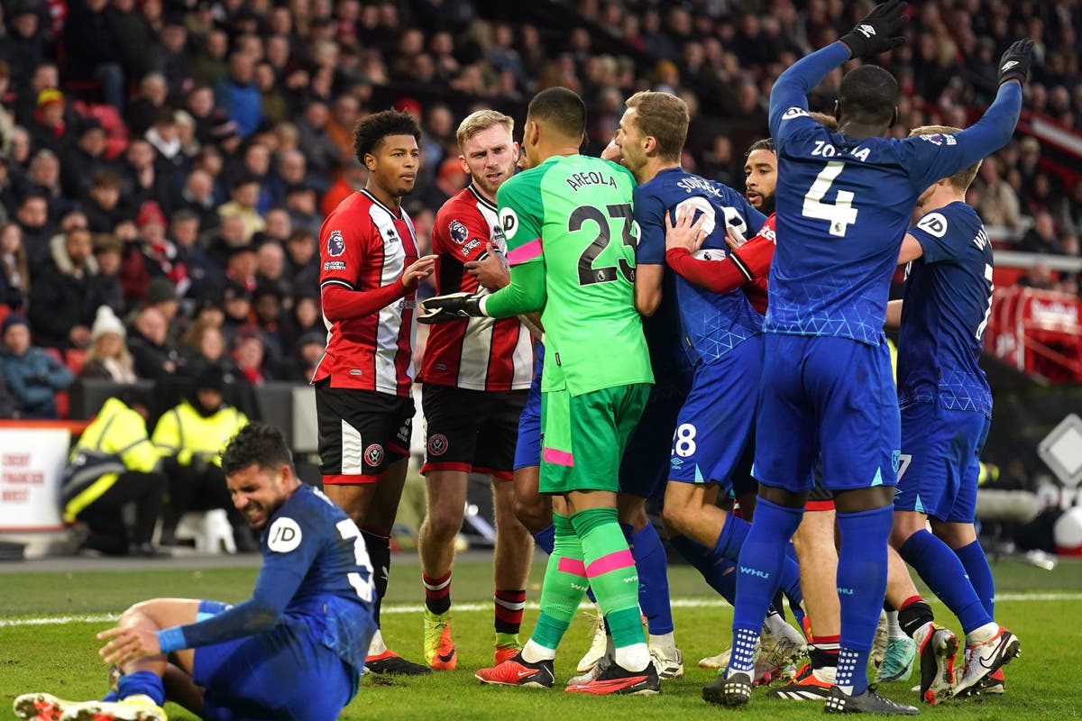 Red cards and controversial penalties see West Ham squander victory at Sheffield United