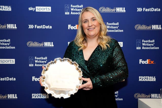 Chelsea Women manager Emma Hayes received the Football Writers Tribute Award in London on Sunday (Zac Goodwin/PA)