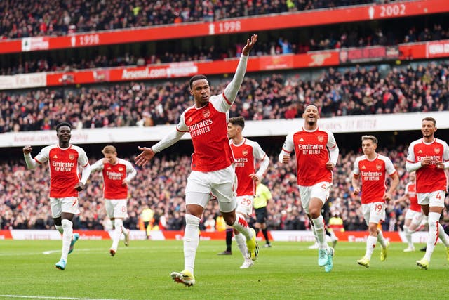 Gabriel Magalhaes scored the opener in Arsenal’s 5-0 rout over Crystal Palace (Zac Goodwin/PA)