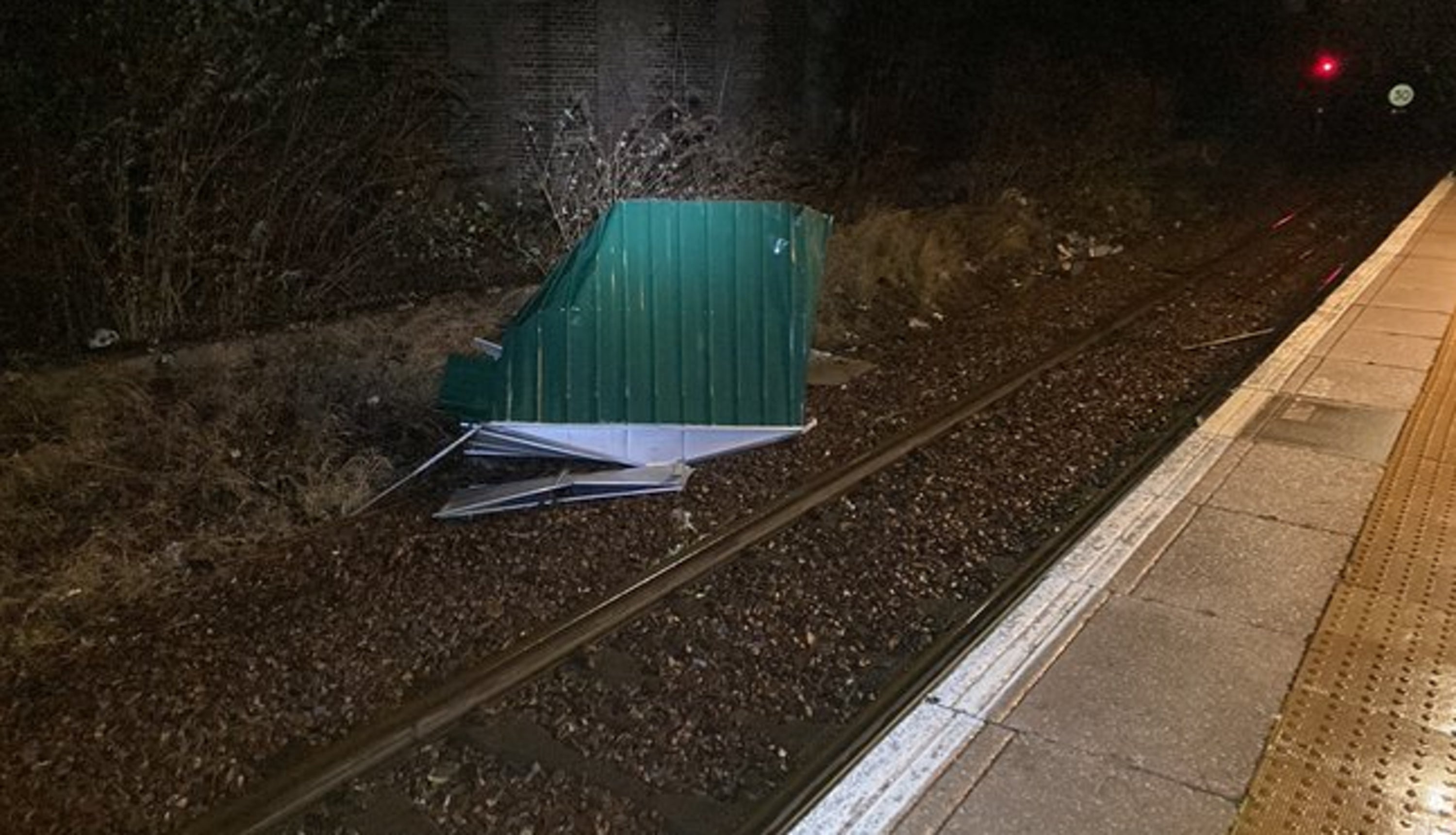 Garden shed on the line at Bellgrove station in Glasgow