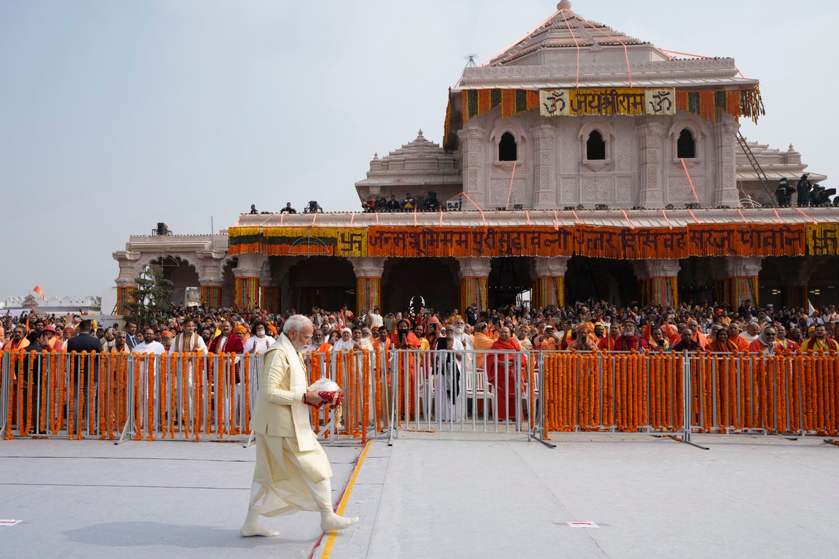 Modi opens controversial Hindu temple on razed mosque ahead of India’s elections