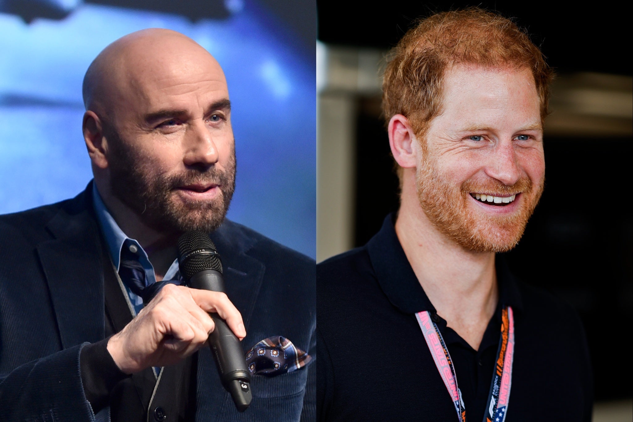 <p>John Travolta and Prince Harry</p>