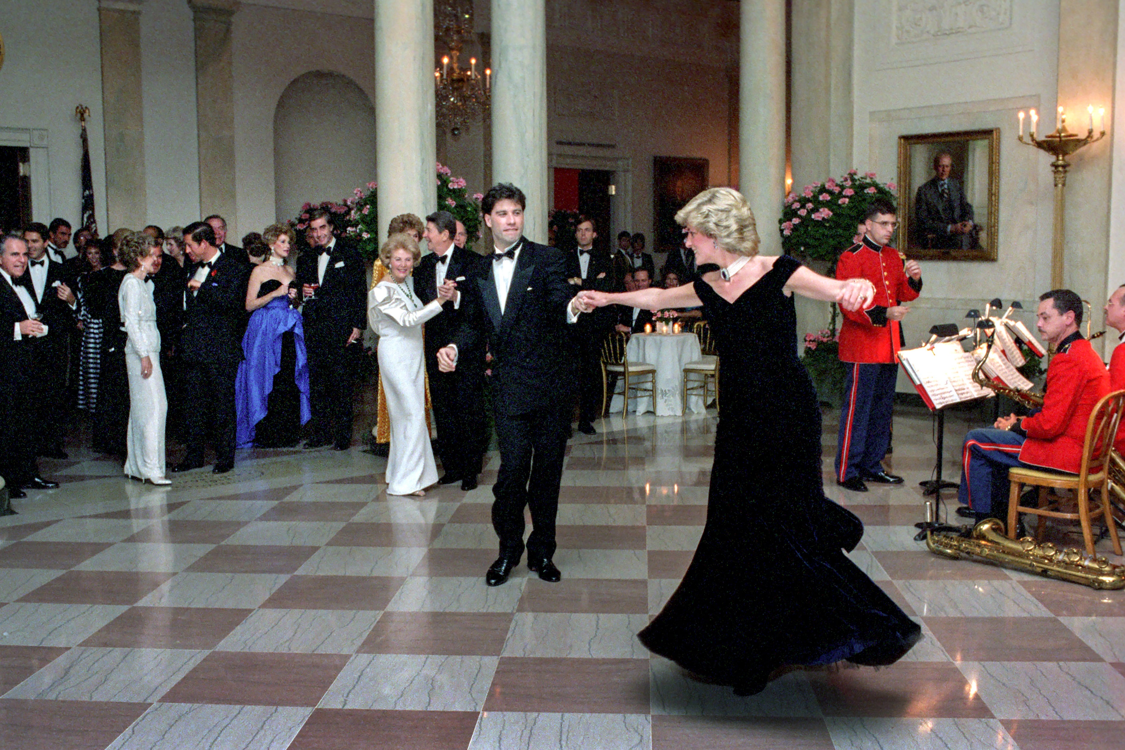John Travolta and Princess Diana dancing at the White House in 1985