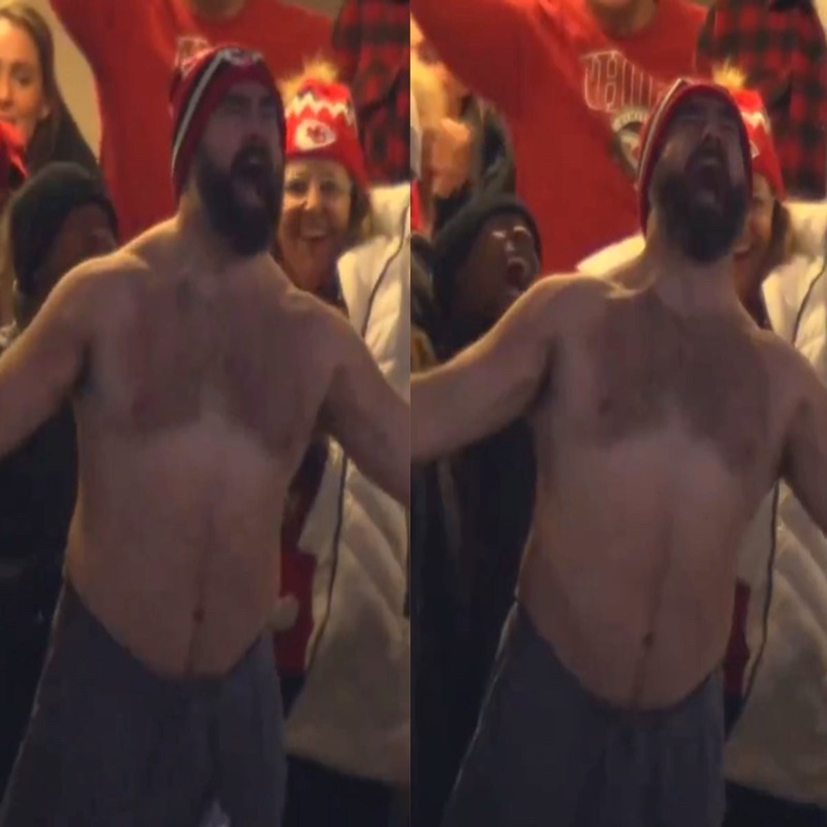 Jason Kelce shares his daughter's reaction to his shirtless Chiefs game  antics