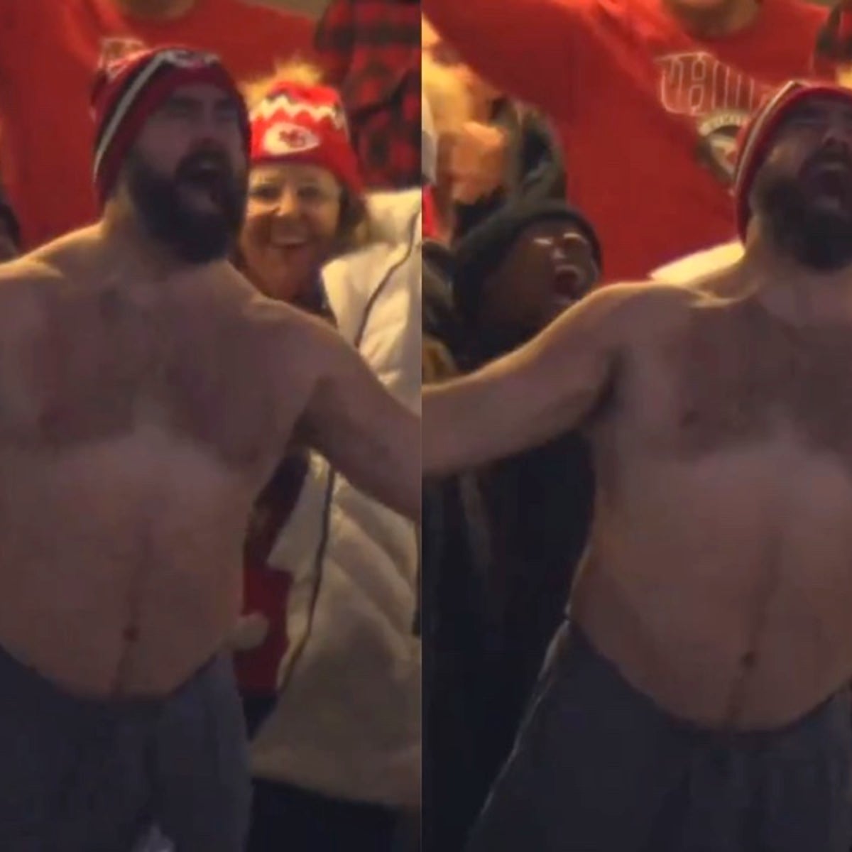 Jason Kelce shares his daughter's reaction to his shirtless Chiefs game  antics
