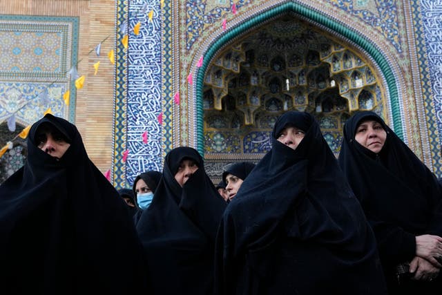 <p>Women in Tehran attend the funeral ceremony of Iranian Revolutionary Guard members who were killed in an air strike in Syria </p>