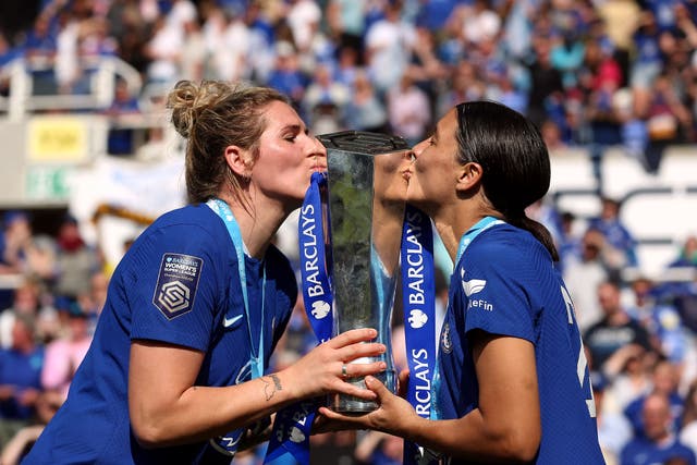 Millie Bright (left) and Sam Kerr (right) were among Chelsea’s big names missing to start the second half of the WSL season (Nigel French/PA)