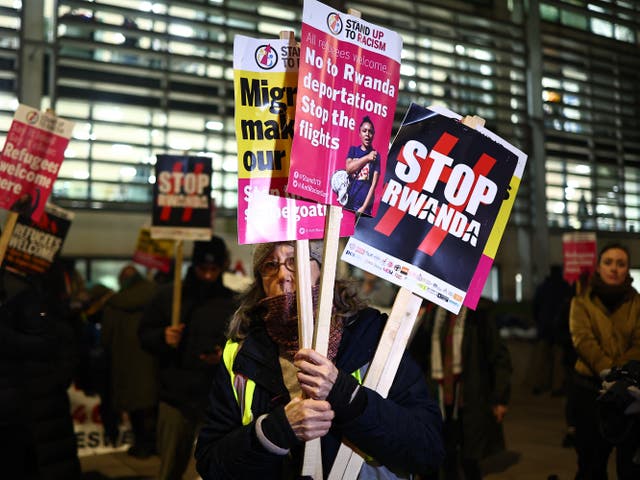 <p>Protestors outside the Home Office in Central London last month </p>
