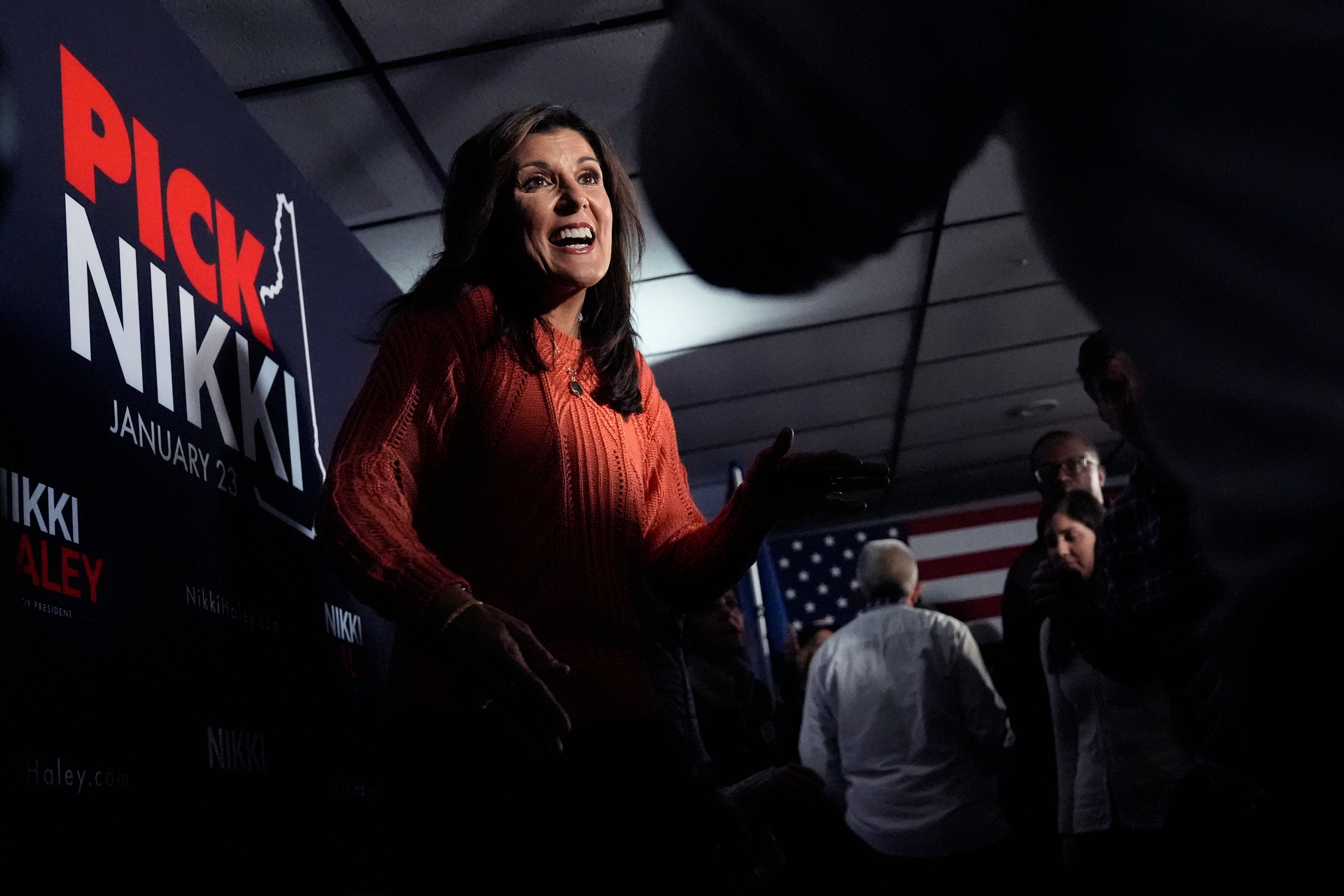 Nikki Haley appears at a campaign event in Franklin, New Hampshire