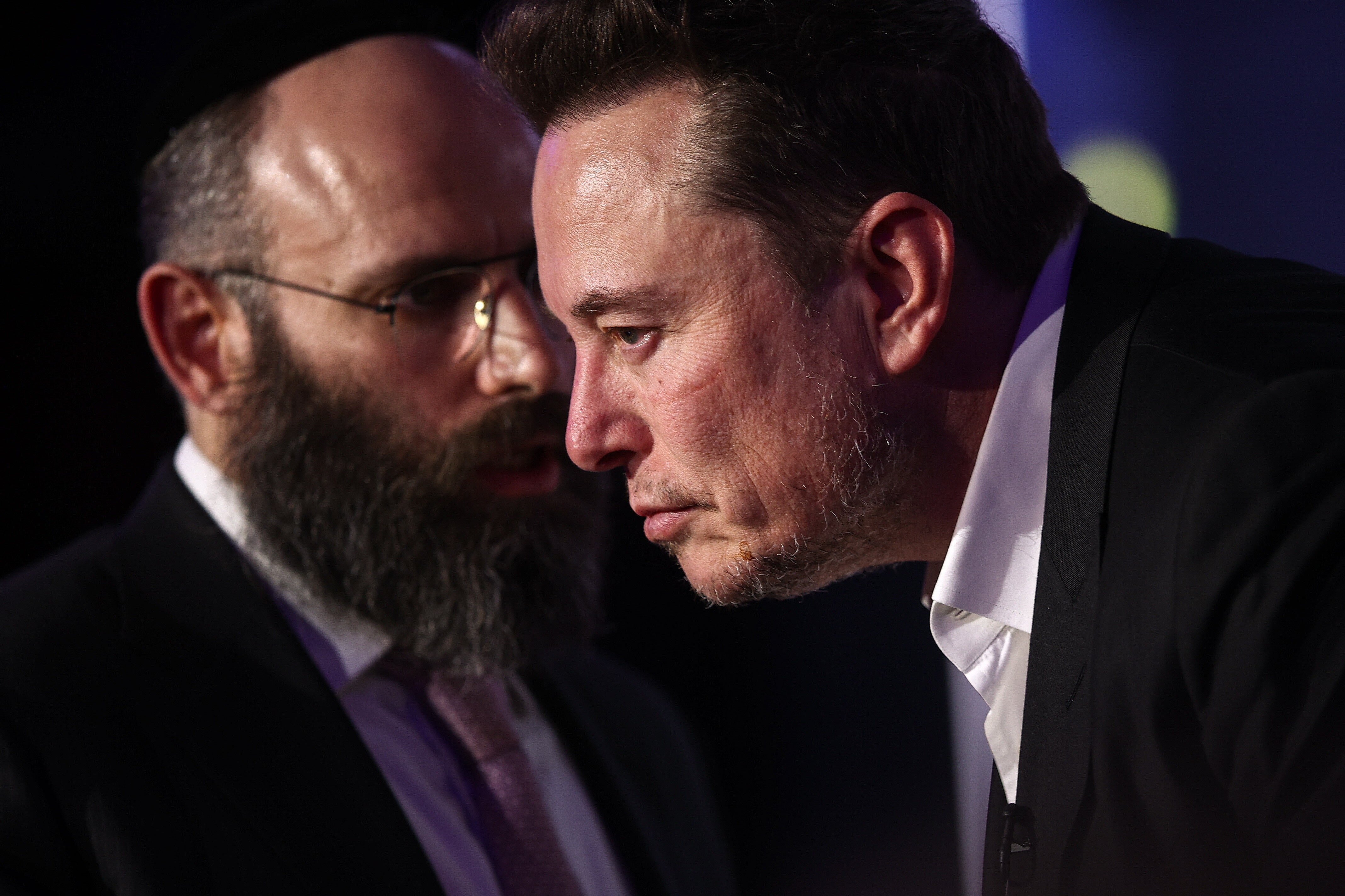 Musk and Rabbi Margolin, chair of the European Jewish Association, attending a symposium on antisemitism