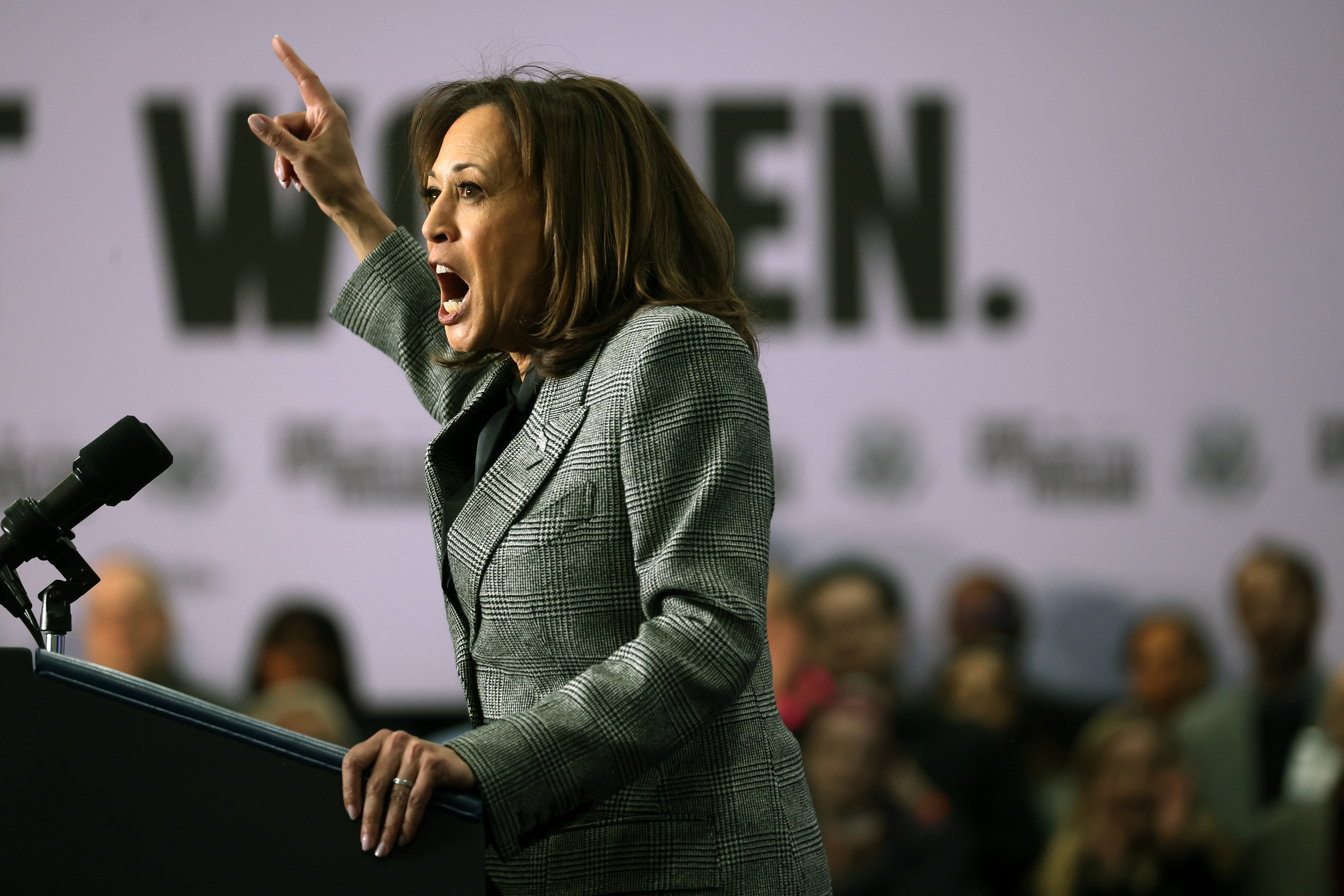 <p>Kamala Harris speaks in Wisconsin on 22 January</p>