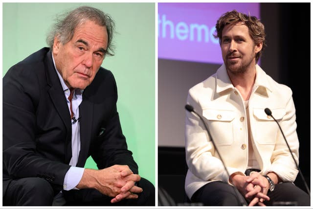 <p>Oliver Stone (left) says Barbie star Ryan Gosling is ‘wasting his time'</p>