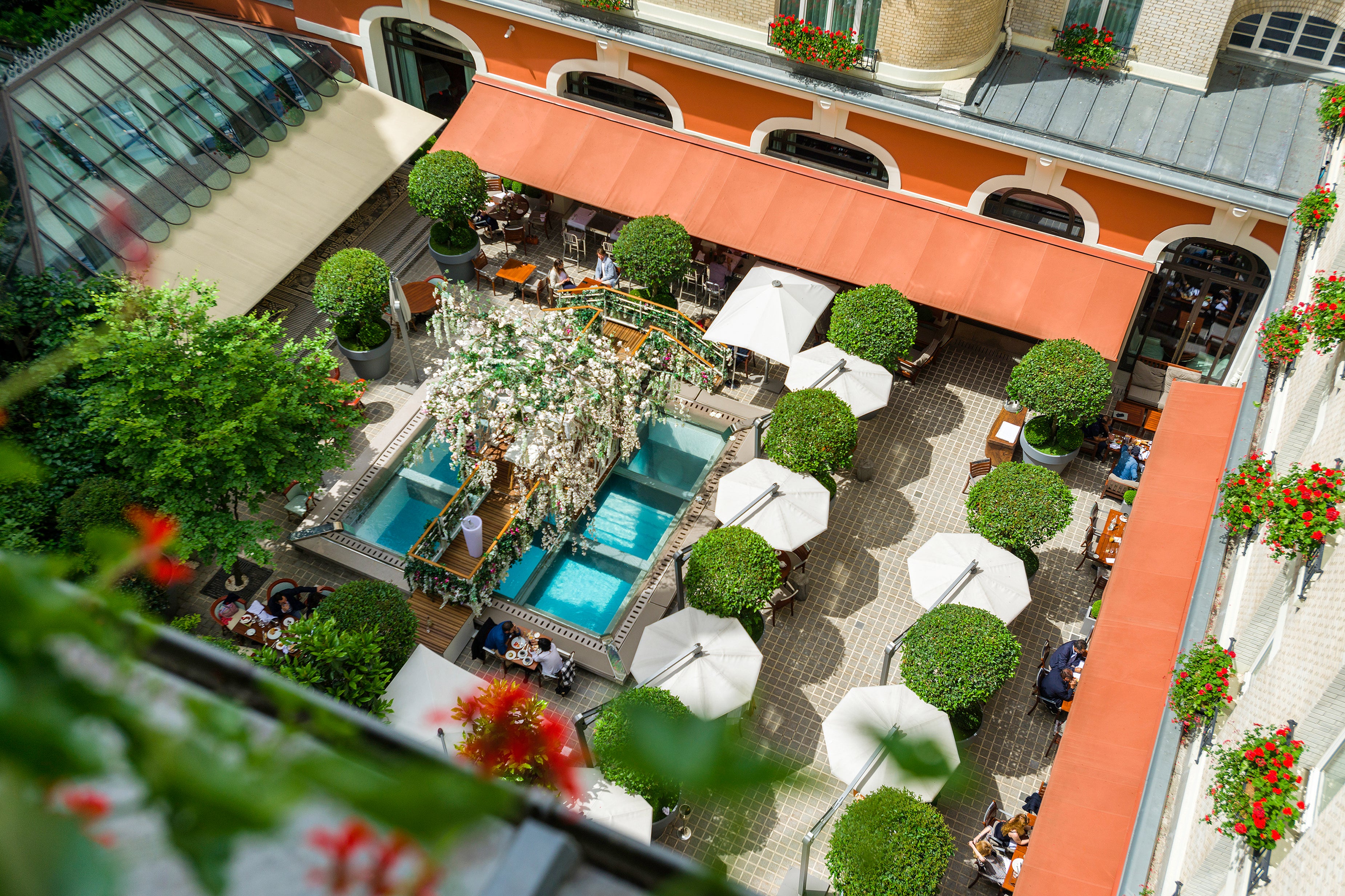 The courtyard at Le Royal Monceau is one of several romantic settings in the hotel