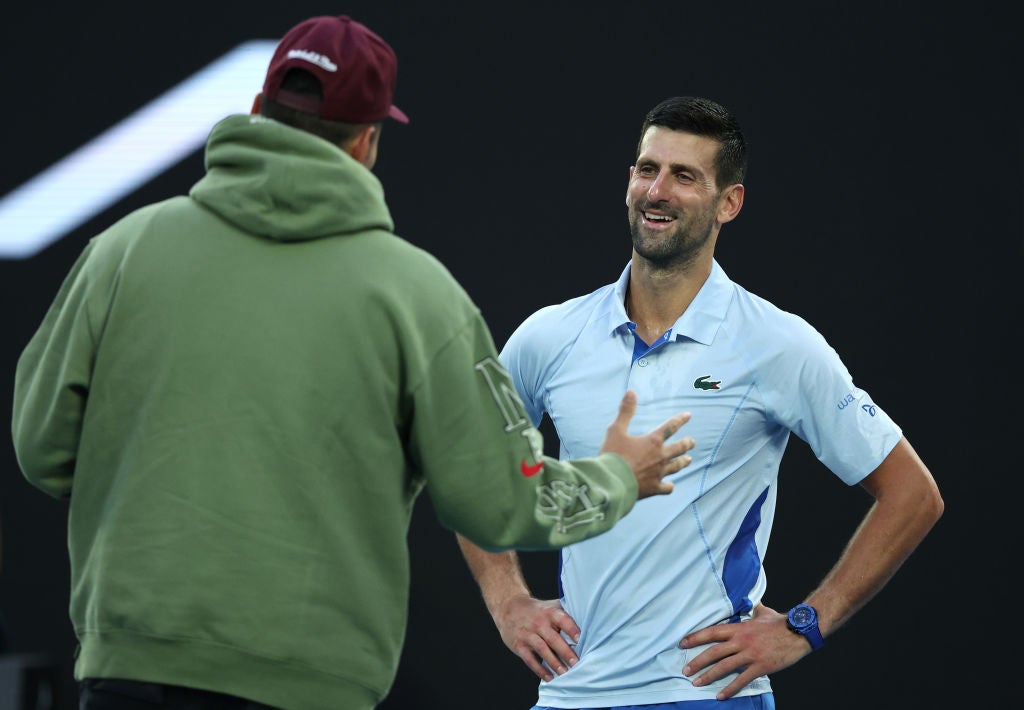 Djokovic was interviewed by Nick Kyrgios after his four-set win