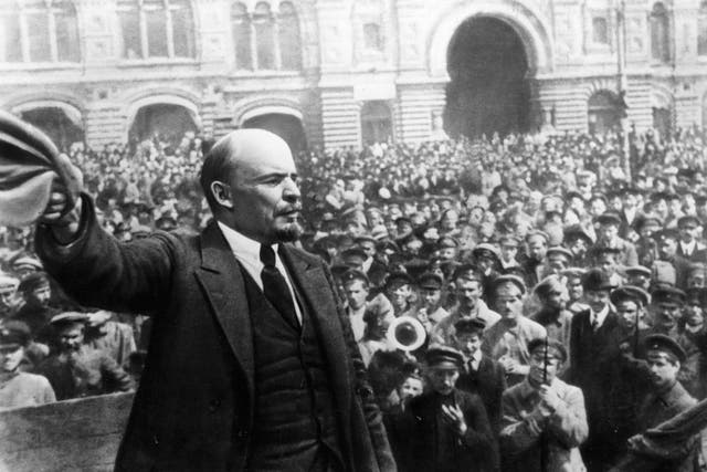 <p>The Communist leader addresses servicemen at Red Square, Moscow, in 1919 </p>