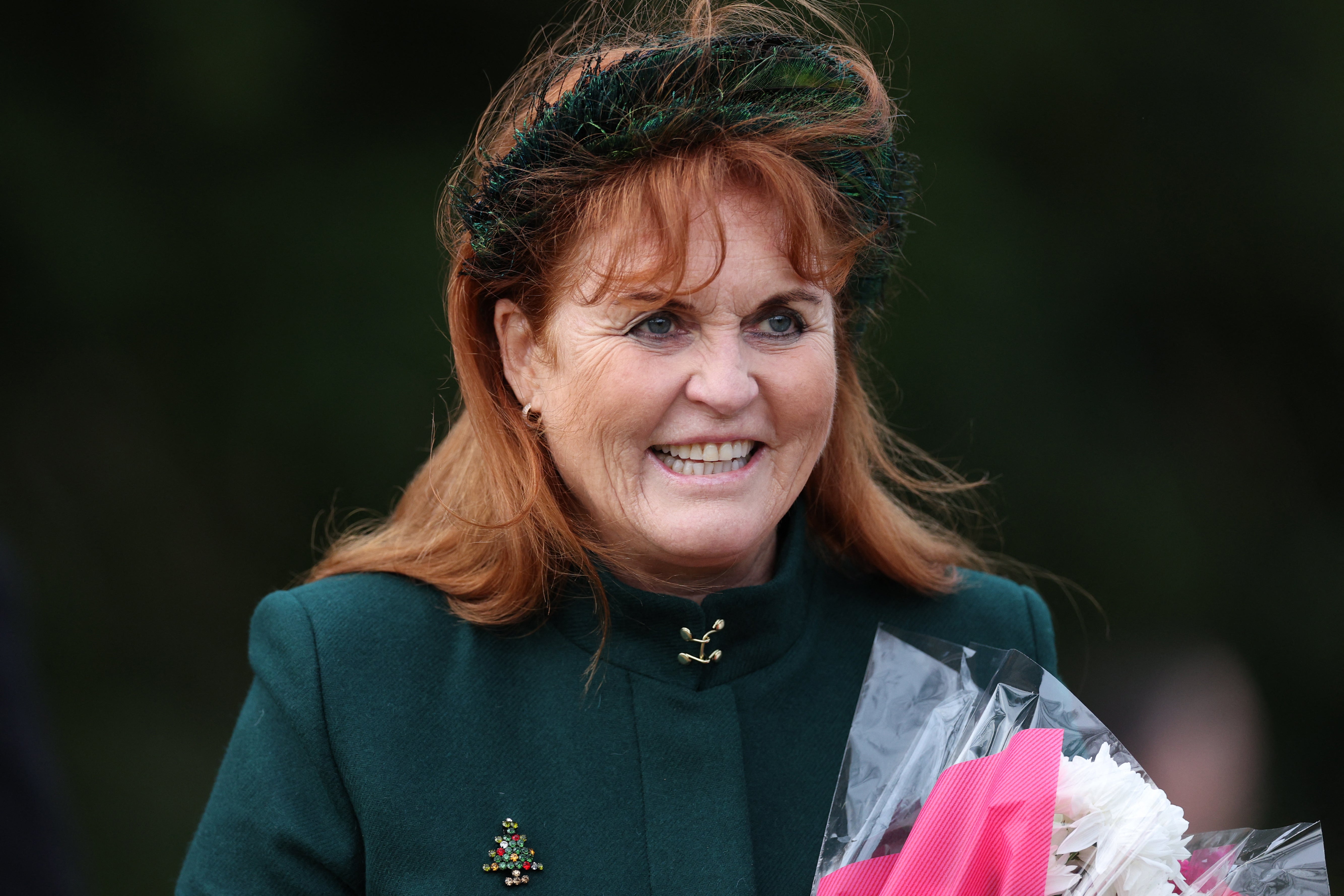 File Sarah, Duchess of York smiles outside after attending the Royal Family’s traditional Christmas Day service at St Mary Magdalene Church on the Sandringham Estate in eastern England