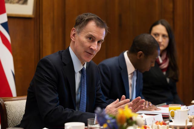 Jeremy Hunt has met with the UK’s biggest banks as part of efforts among the Government to boost interest in the City (HM Treasury/PA)