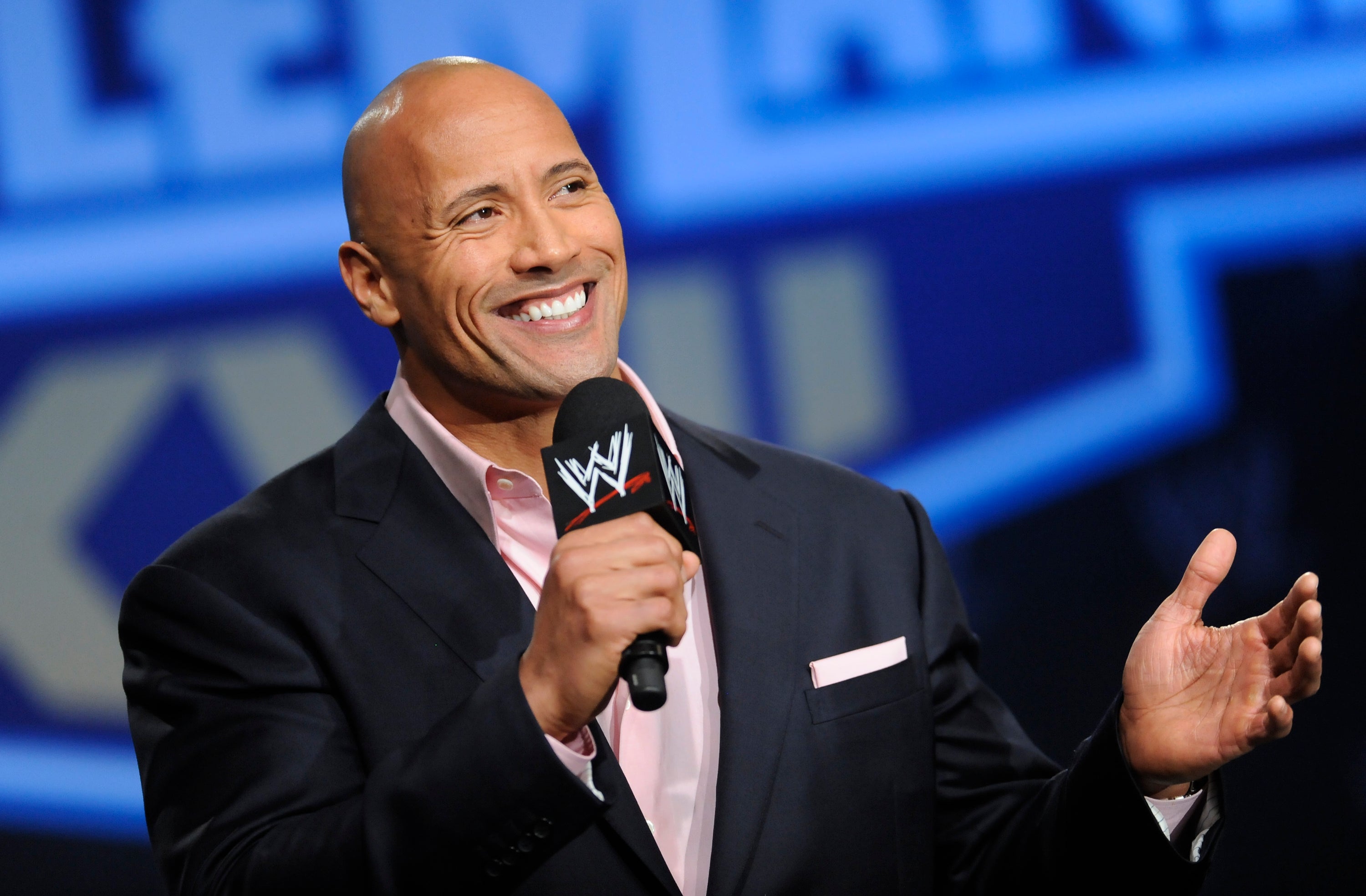 FILE - Actor and former WWE Superstar Dwayne ‘The Rock’ Johnson participates in a Wrestlemania XXVII press conference