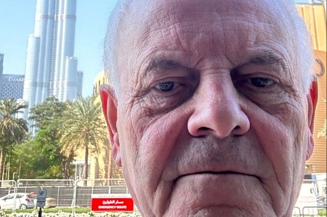 <p>Ian MacKeller, 75, travelled to the UAE during the festive period to visit his daughter, who had recently moved to the country, and to babysit her young child</p>