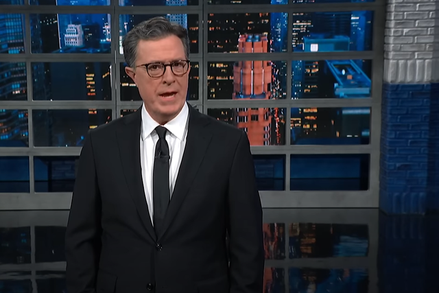 <p>Mr Colbert joined other late-night hosts in poking fun at right-wing conspiracy theorists who have claimed Taylor Swift is part of a conspiracy to defeat Donald Trump in the 2024 election </p>