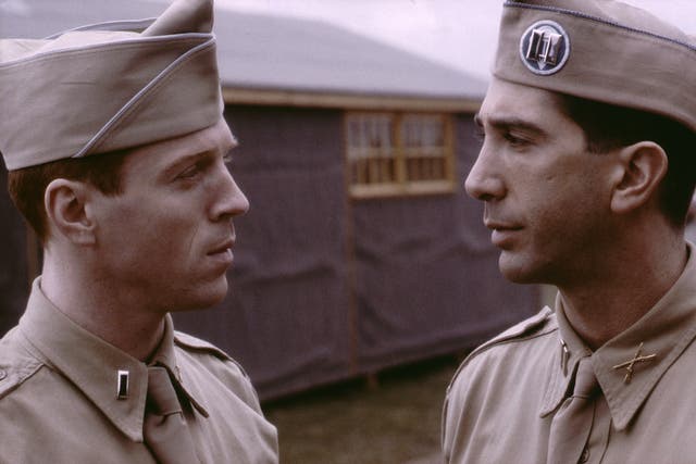 <p>Damian Lewis and David Schwimmer portrayed the horrors of the Second World War in ‘Band of Brothers’</p>
