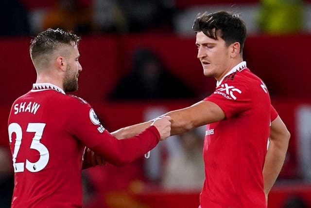 Harry Maguire and Luke Shaw have been pictured in training (Nick Potts/PA)