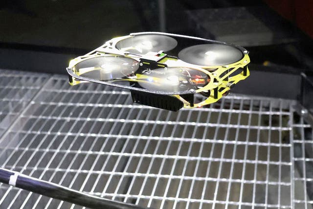 <p>This photo shows a drone designed to probe at the crippled Fukushima Daiichi nuclear power plant</p>