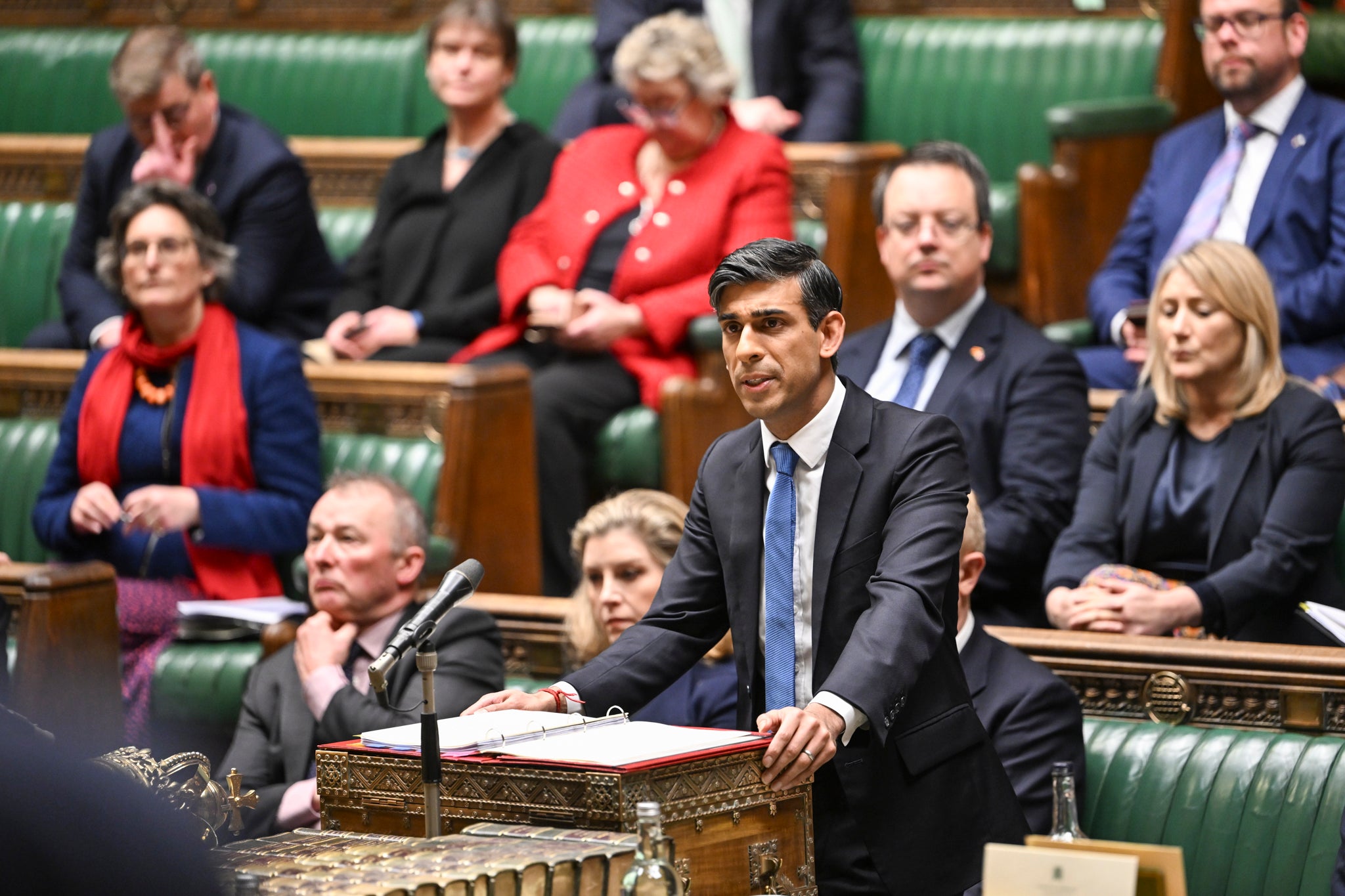 Prime Minister Rishi Sunak making a statement on Houthi maritime attacks in the Red Sea