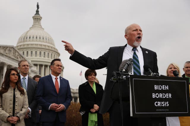 <p>Rep. Chip Roy (R-TX) speaks during a news conference with members of the House Freedom Caucus about immigration on the U.S.-Mexico border outside the U.S. Capitol on March 17, 2021</p>