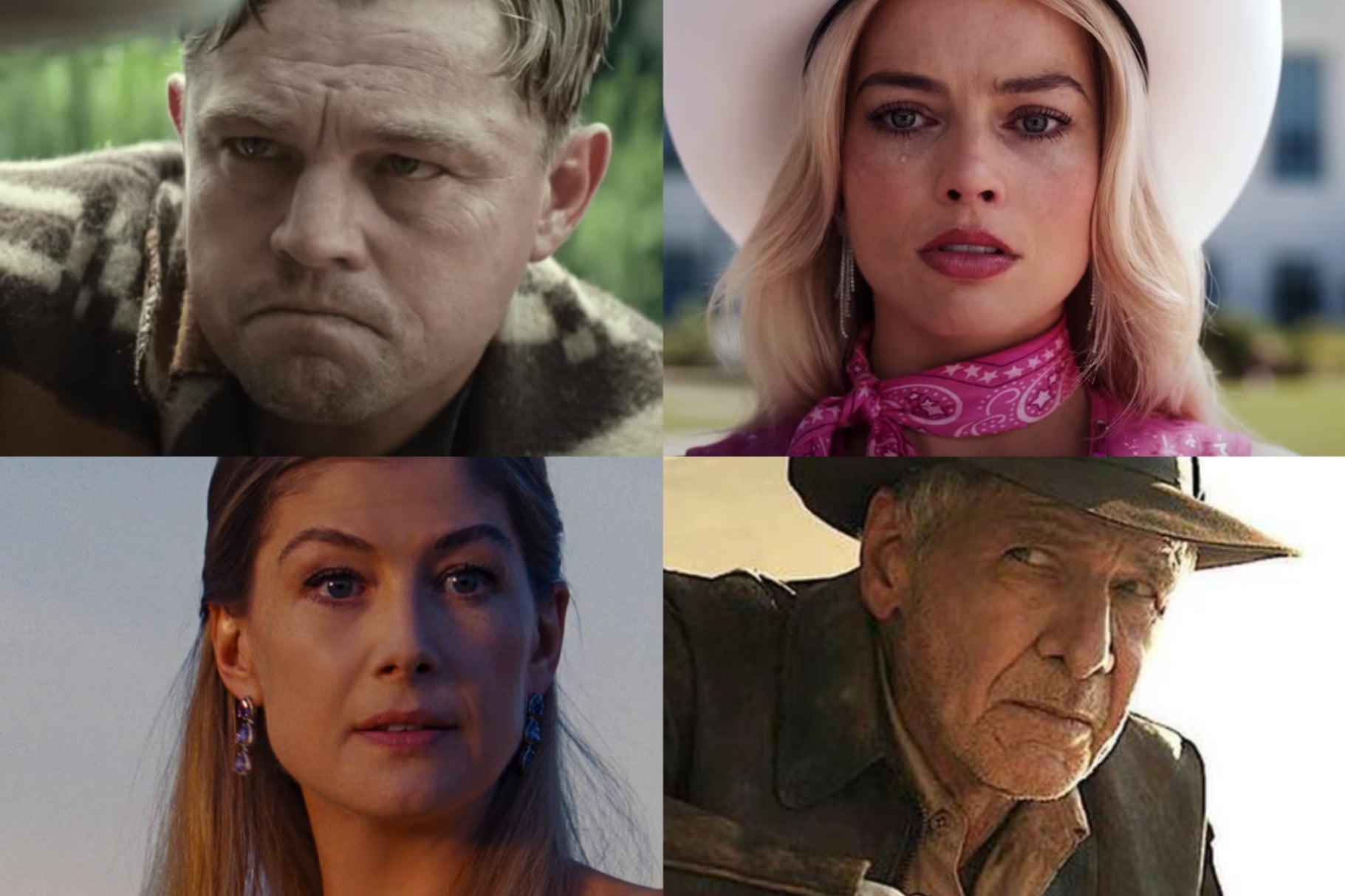 Centre stage or cutting room floor?: (clockwise, from top left) Leonardo DiCaprio, Margot Robbie, Harrison Ford and Rosamund Pike lead our snubs and surprises of this year’s Oscar nods