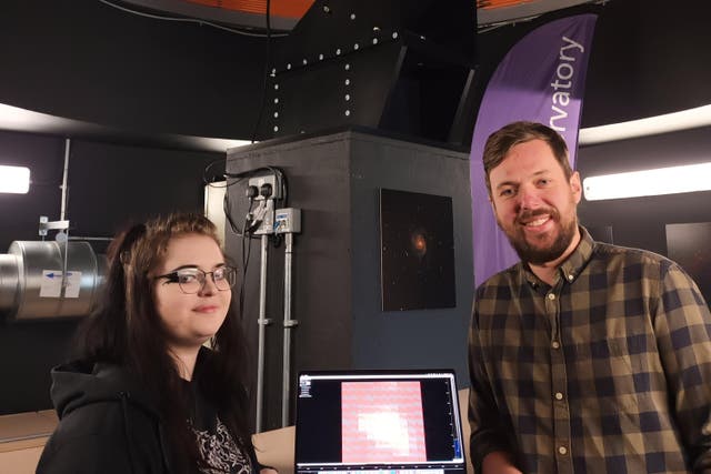 Faith Hawthorn and Dr Sam Gill, at the Marsh Observatory at the University of Warwick, worked on the research (University of Warwick/PA)