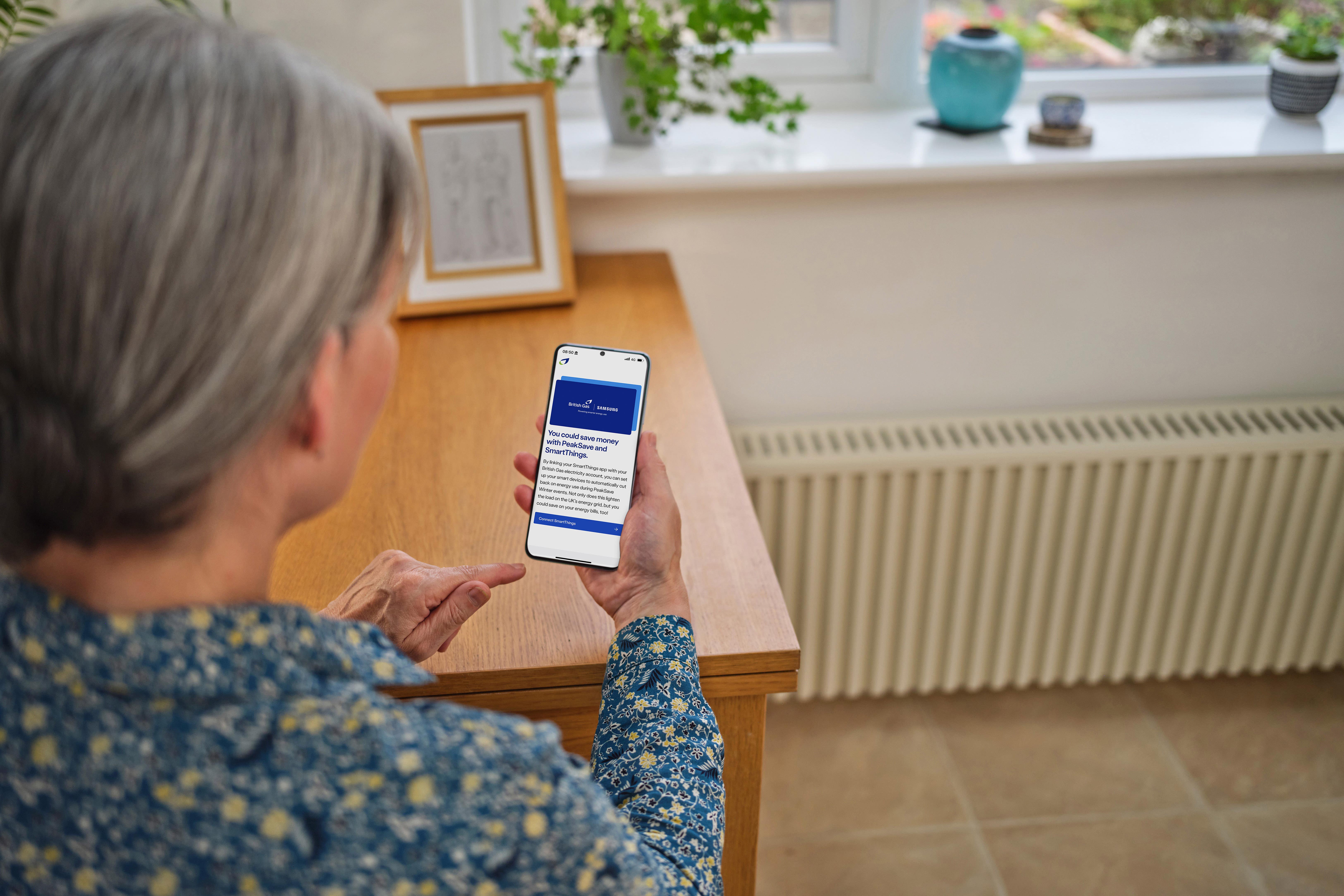 British Gas services are to be integrated into Samsung’s SmartThings app as part of a new scheme between the two companies to boost consumer energy saving (Samsung/British Gas/PA)