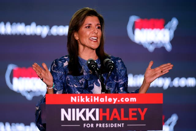 <p>Republican presidential candidate former U.N. Ambassador Nikki Haley delivers remarks at her primary night rally at the Grappone Conference Center on January 23, 2024 in Concord, New Hampshire</p>