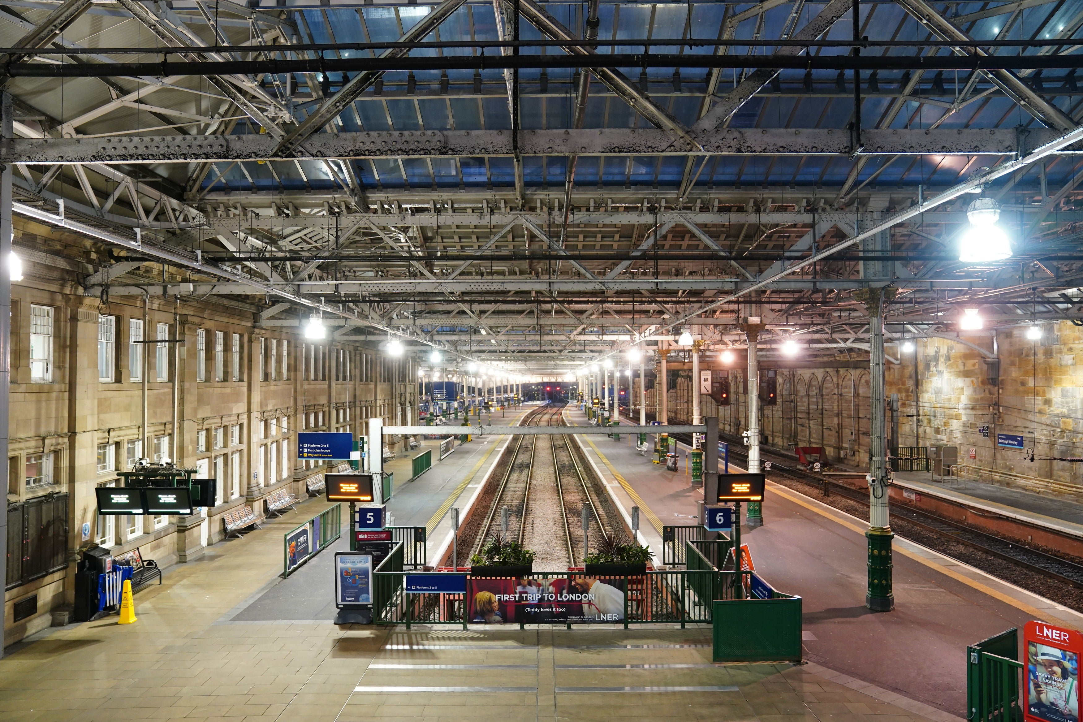 Empty platforms at Edinburgh Waverley train station