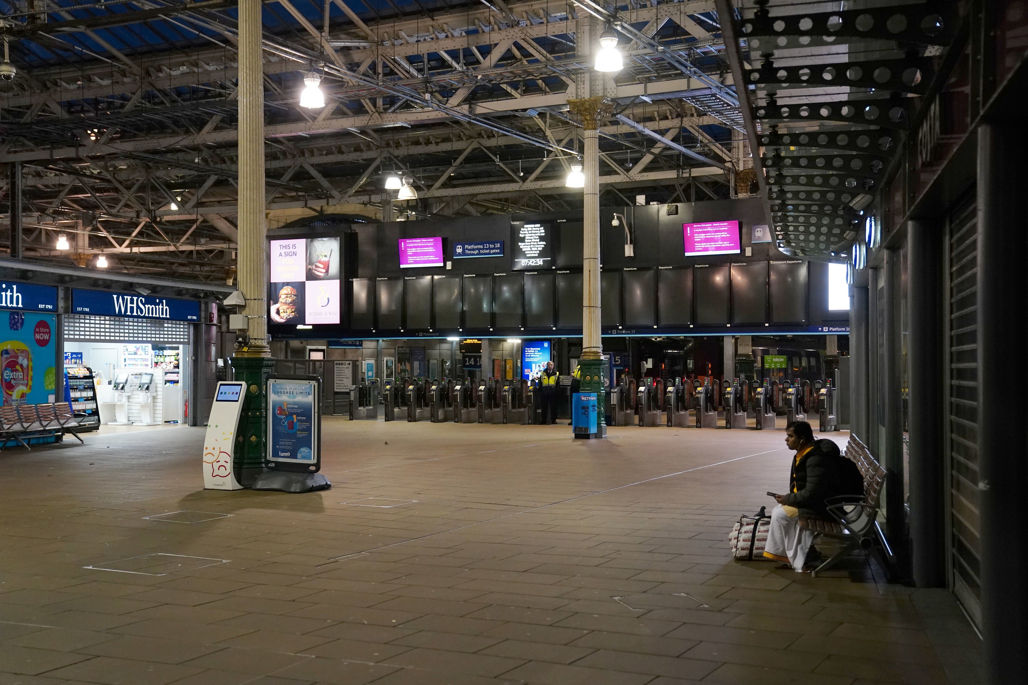 An empty concourse at Edinburgh Waverley train station