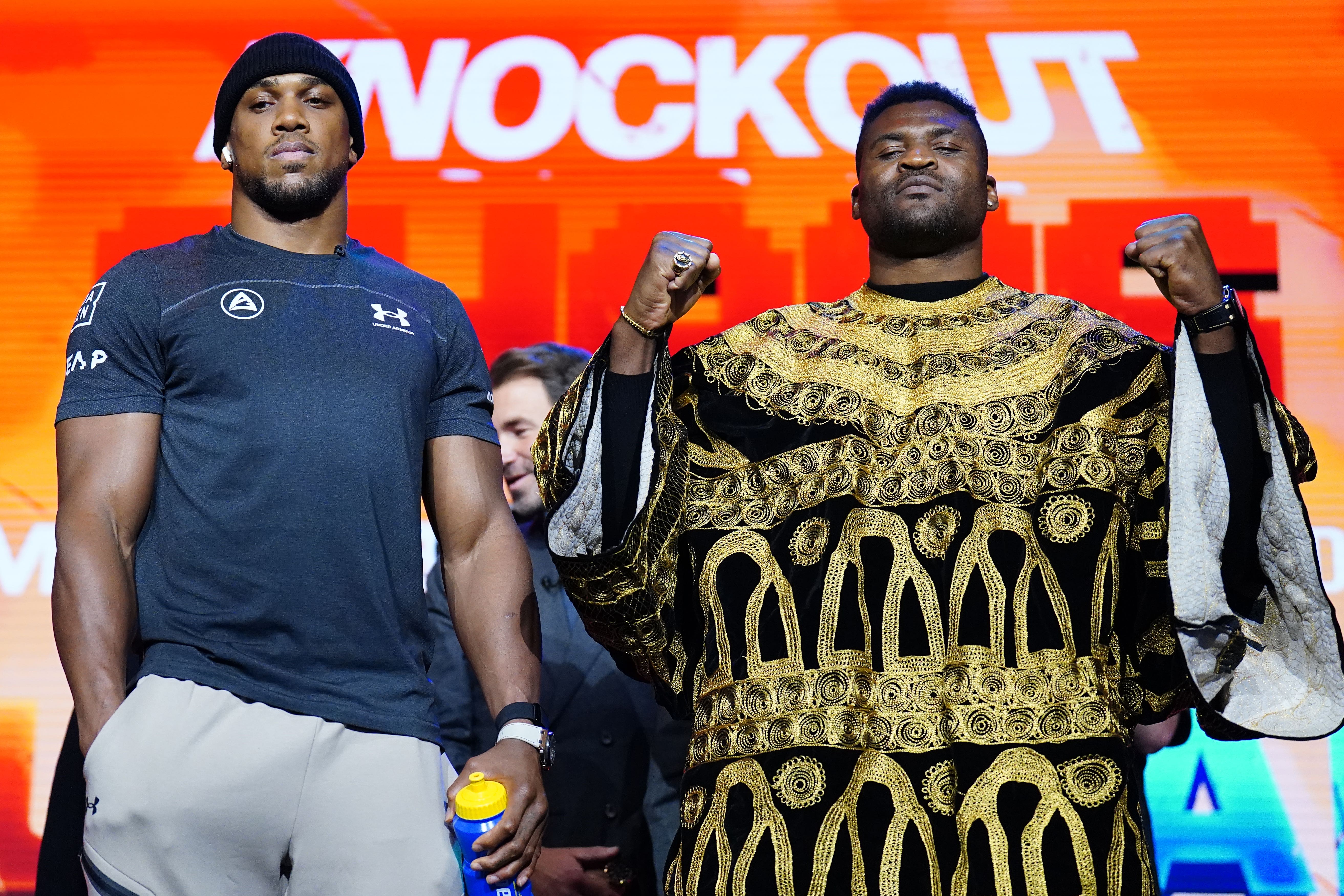 <p>MMA star Francis Ngannou (right) will hope to stun Anthony Joshua </p>