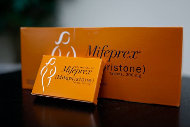 <p>Packages of mifepristone tablets. The Arkansas attorney general has sent cease-and-desist letters to out-of-state abortion pill providers  </p>