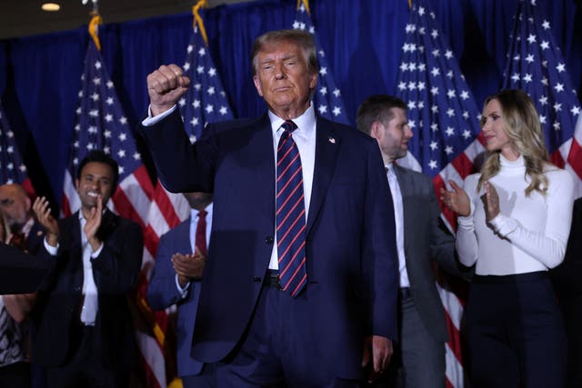 <p>Donald Trump appears in New Hampshire after winning the state primary on Tuesday, 23 January  </p>