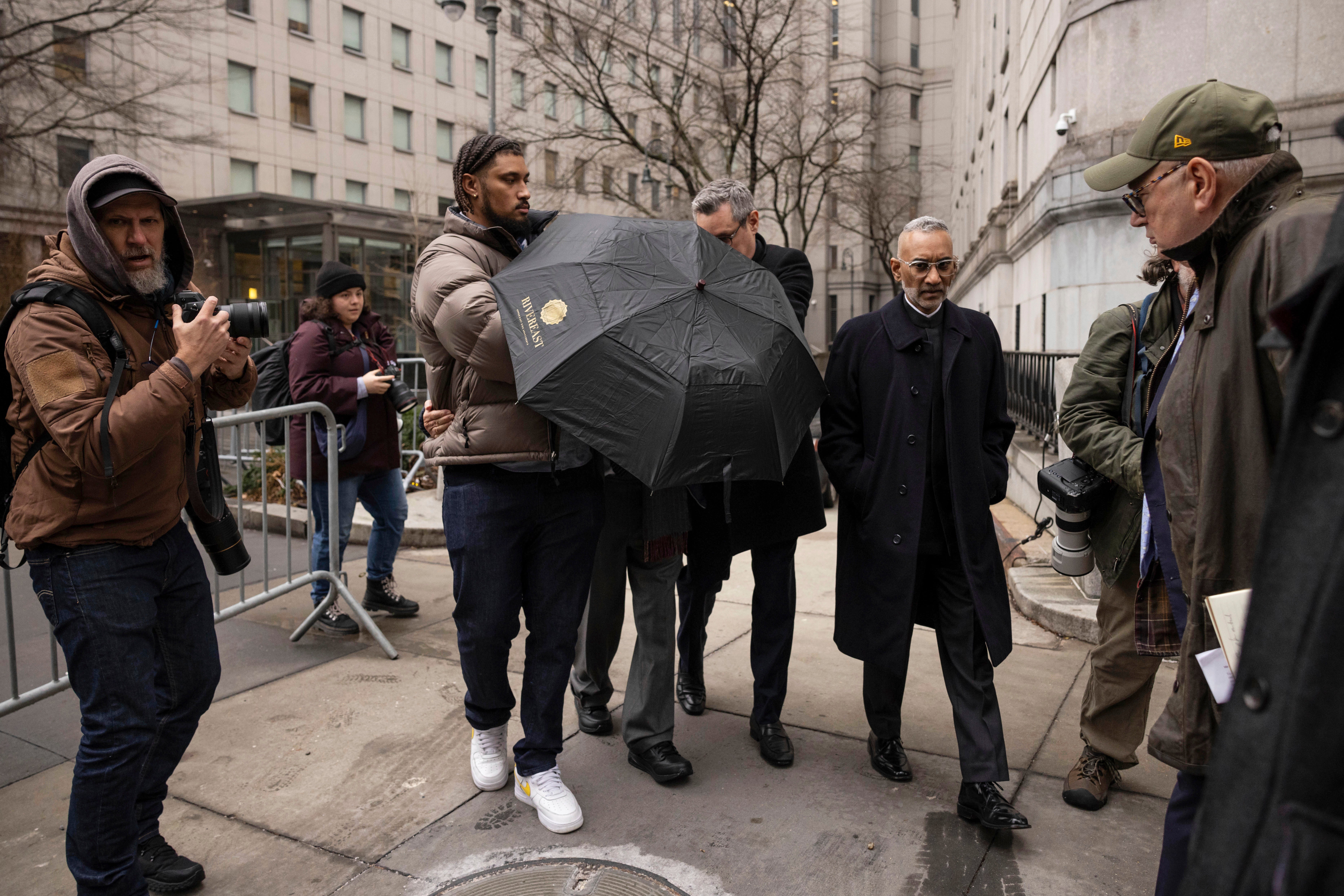 Joe Lewis leaves Manhattan Federal court, Wednesday, Jan. 24, 2024, in New York