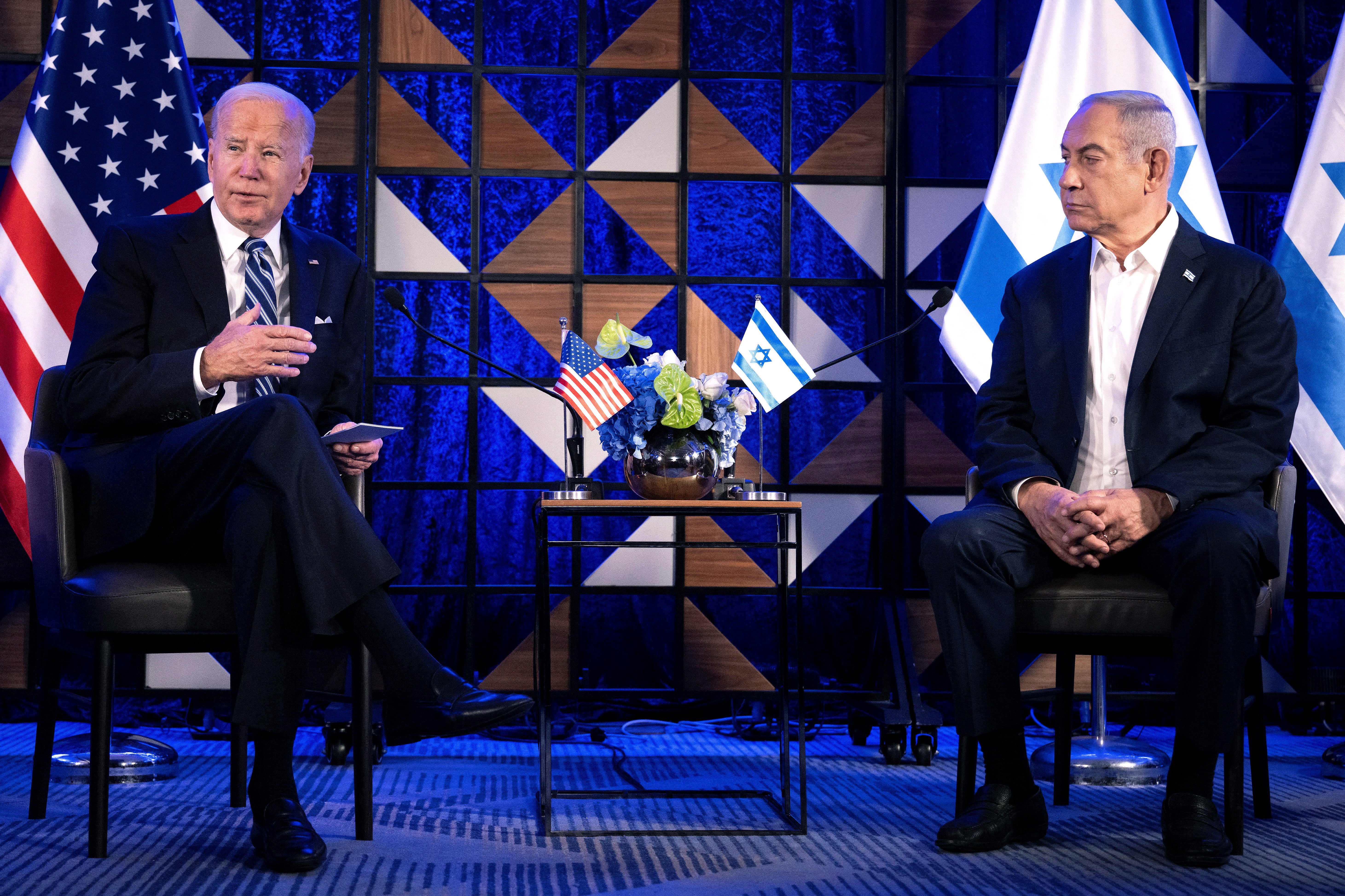 Joe Biden meets with Benjamin Netanyahu in Israel on 13 October