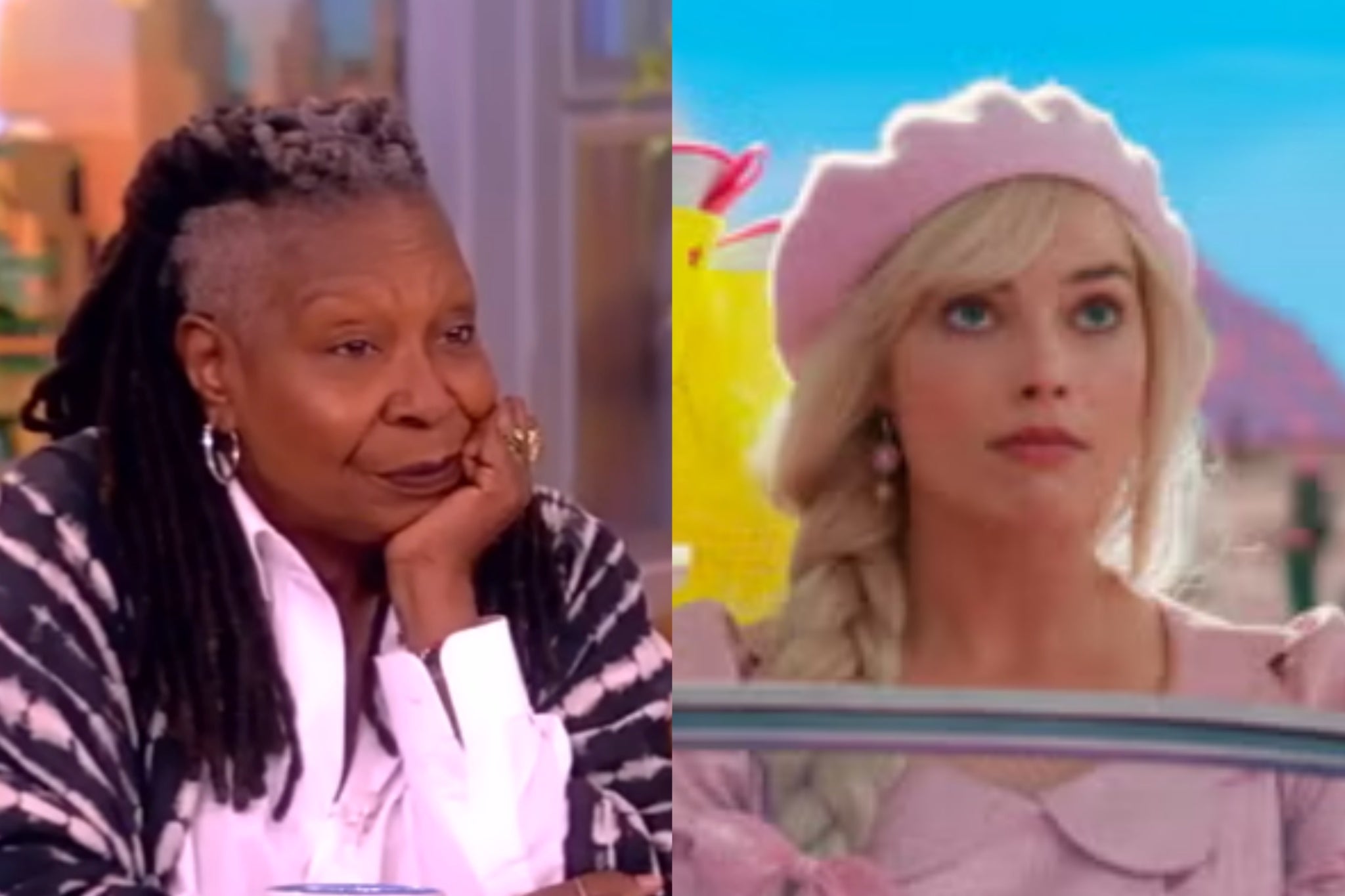 <p>Whoopi Goldberg and Margot Robbie in Barbie</p>
