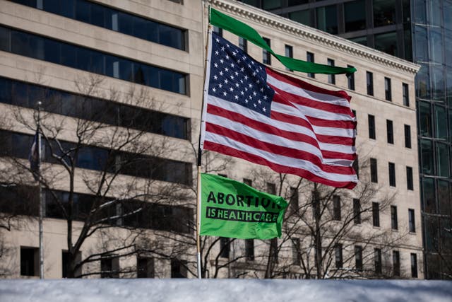 <p>Hundreds of pro-choice demonstrators gathered at Freedom Plaza for the Annual Women’s March, marching to the White House to mark the anniversary of the 1973 passage of Roe v. Wade on January 20, 2024 in Washington, DC</p>