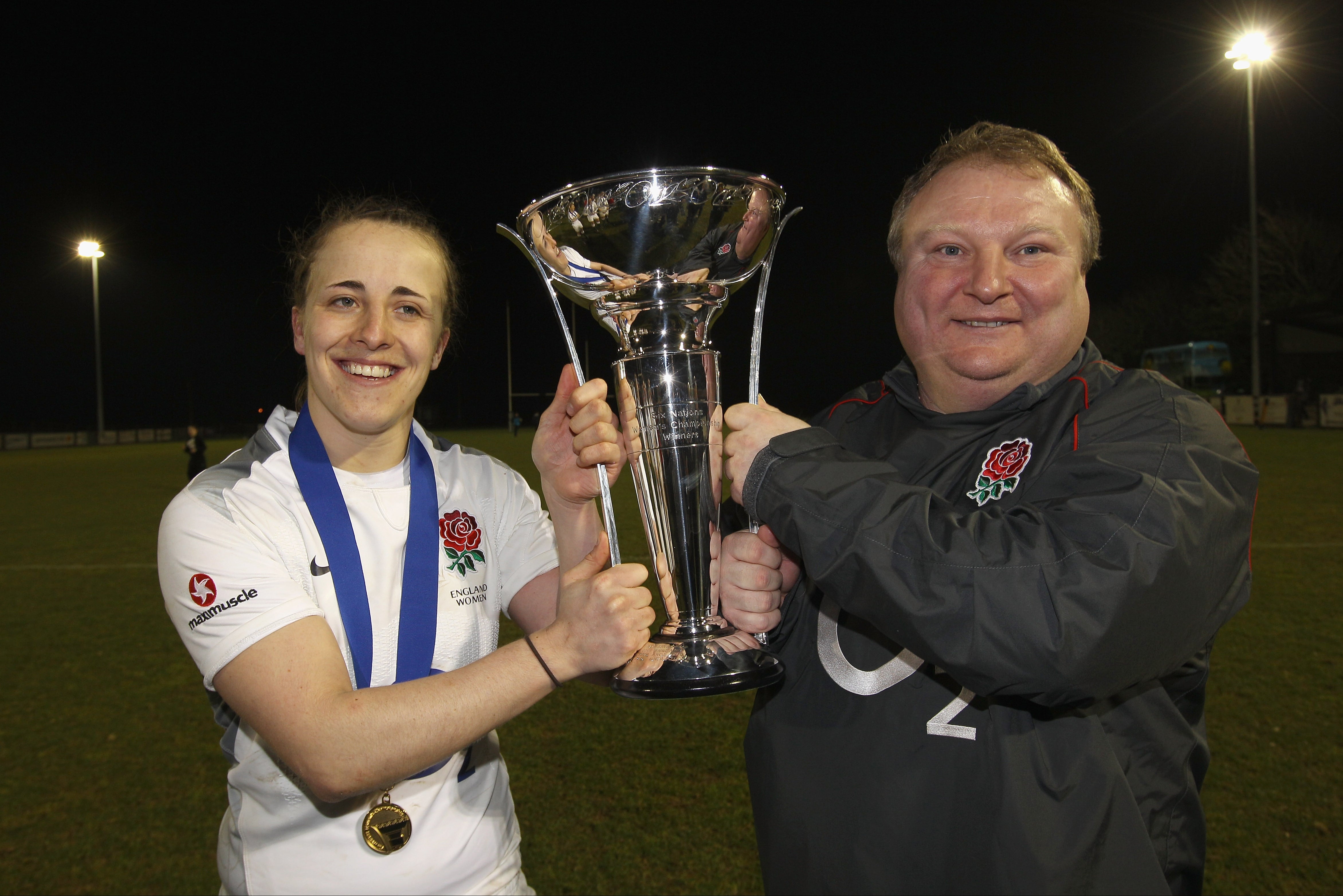 Katy Daley-Mclean (left) led England to World Cup triumph in 2014