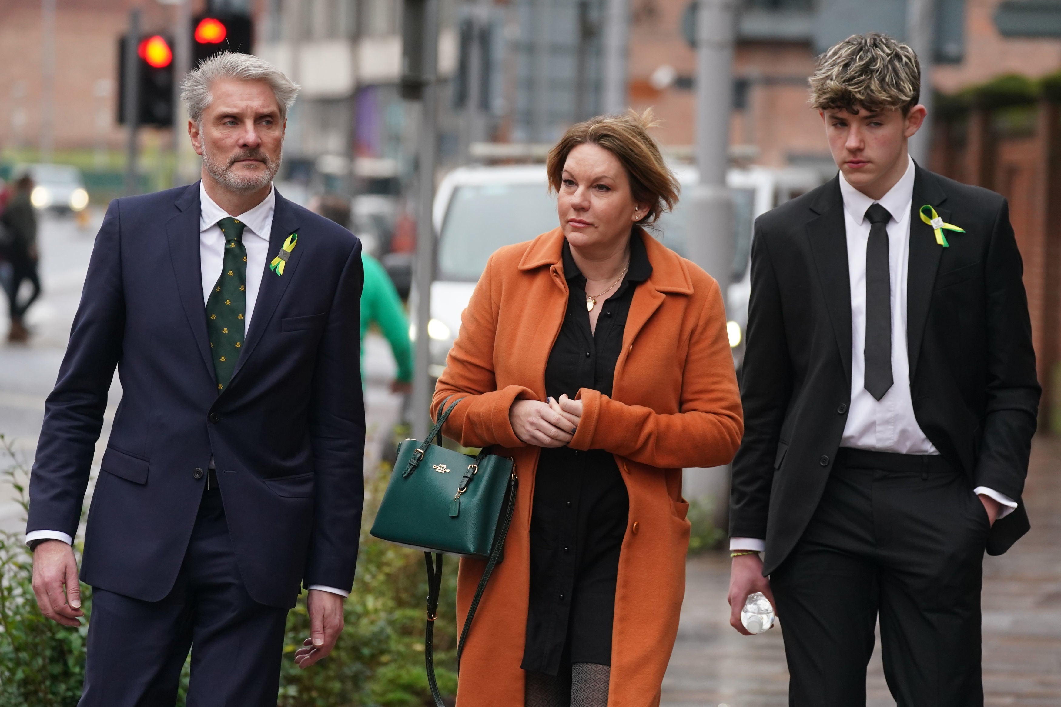 Barnaby’s family (left to right) father David Webber, mother Emma Webber and brother Charlie Webber, were among the relatives hoping for a tougher sentence