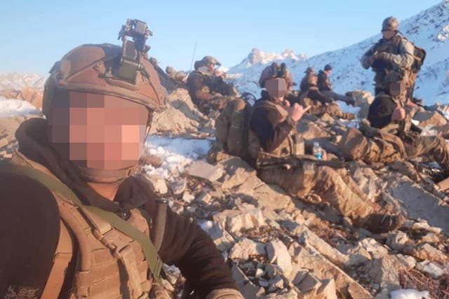 <p>‘Habibullah’, pictured with Afghan special forces, went on to join high-level missions with British troops in the fight against the Taliban</p>