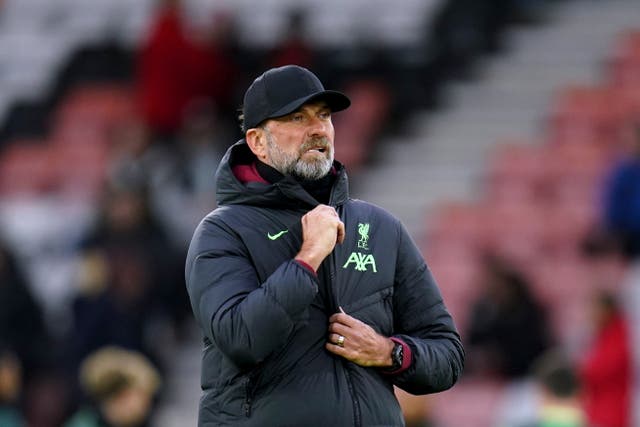 Liverpool manager Jurgen Klopp has played down talk of a quadruple (Andrew Matthews/PA)