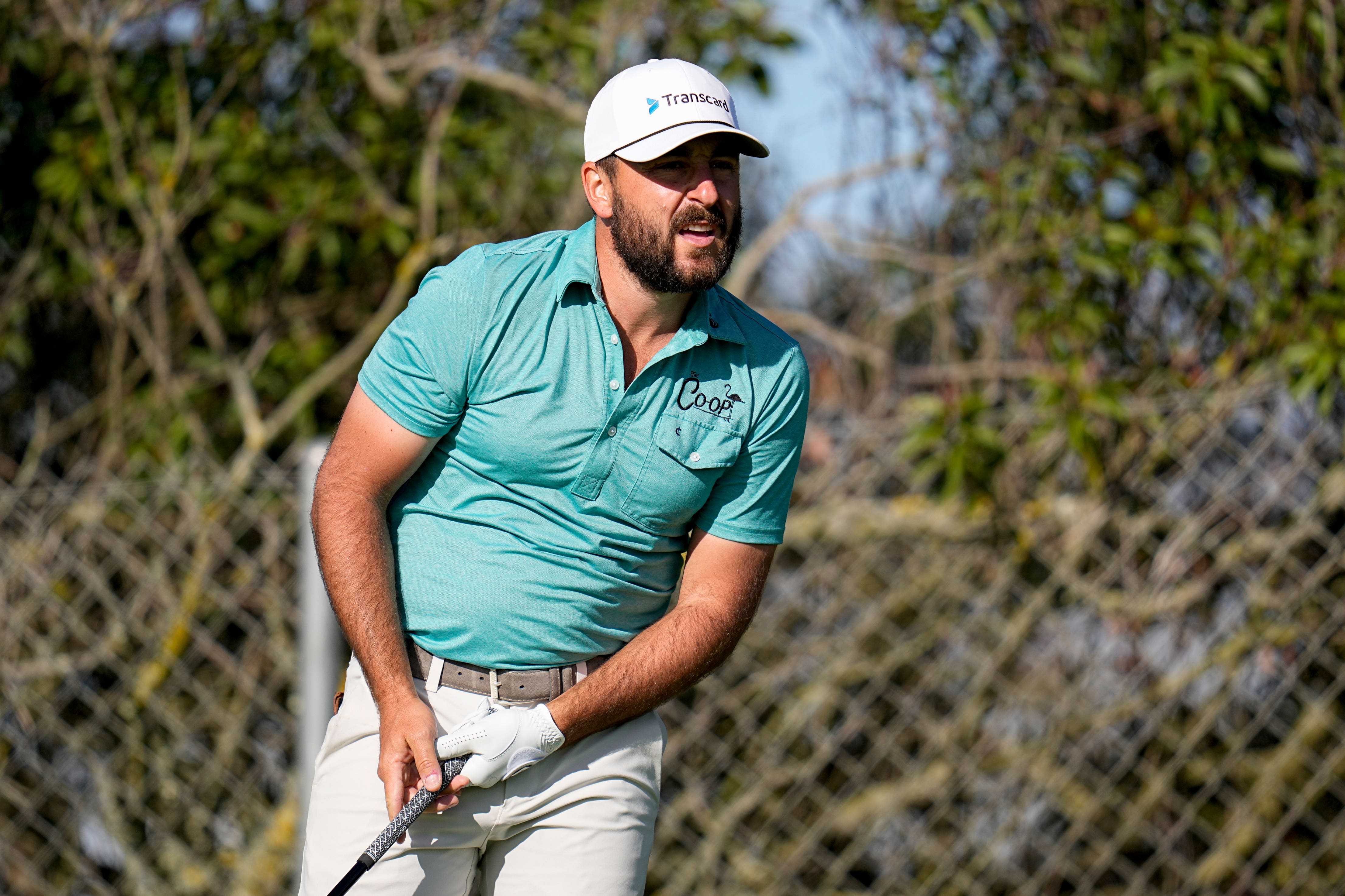 Stephan Jaeger watches his tee shot on the seventh hole of the North Course at Torrey Pines during the second round of the Farmers Insurance Open golf tournament in San Diego (Gregory Bull, AP)