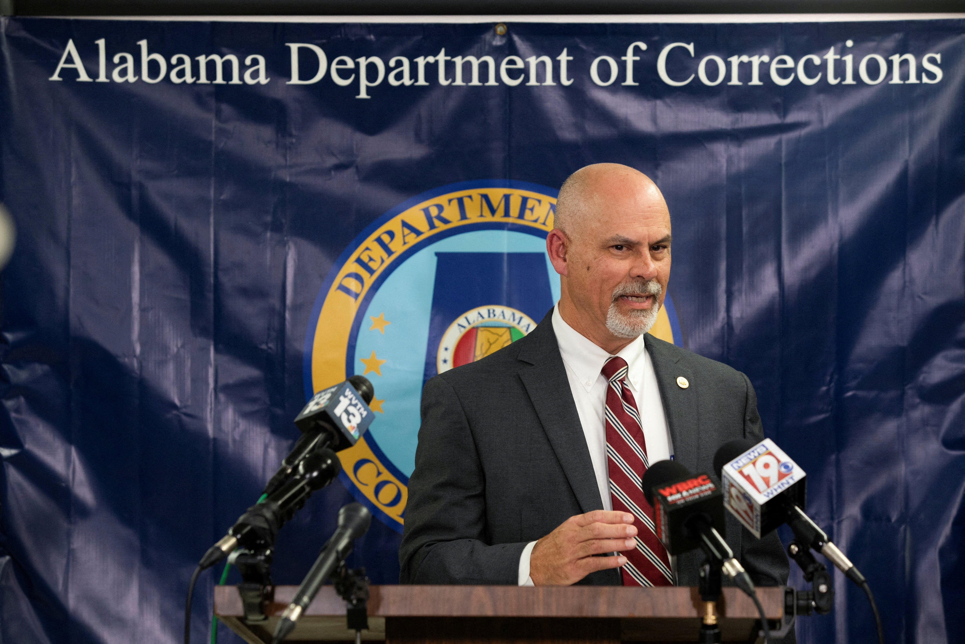 Alabama’s Commissioner of the Department of Corrections John Hamm speaks to reporters, following Kenneth Smith’s execution